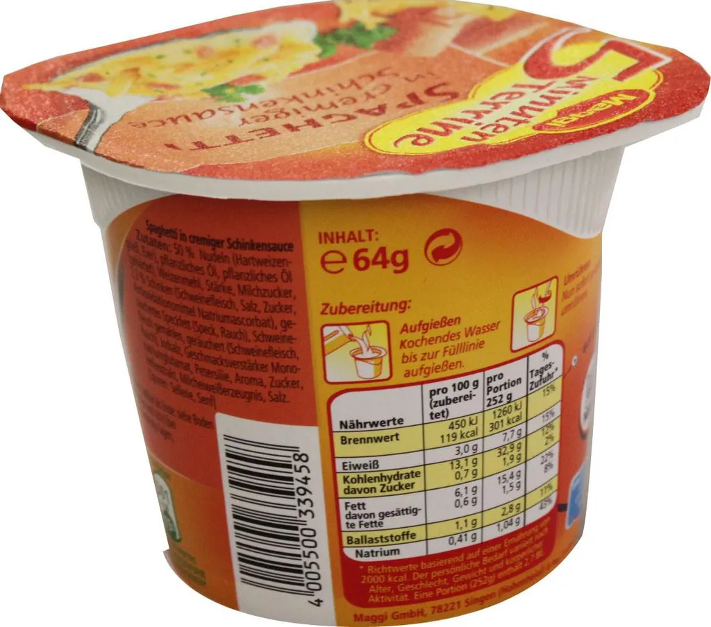 Maggi 5 Minuten Terrine Spaghetti In Cremiger Schinken Sauce 64g 6 Maggi 5 Minuten Terrine Spaghetti In Cremiger Schinken Sauce 64g – Bild 6