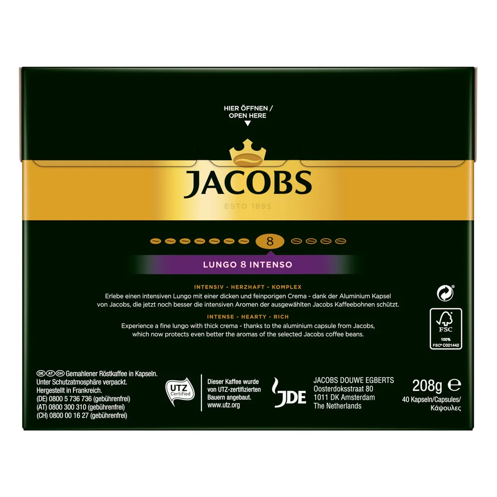 JACOBS Kapseln Lungo Intenso 5 X 40 Nespresso®* Kompatible Kaffeekapseln 4 JACOBS Kapseln Lungo Intenso 5 X 40 Nespresso®* Kompatible Kaffeekapseln – Bild 4