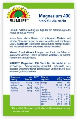 Sunlife Magnesium 400 „Stark Für Die Nacht“ -Essen Verkäufe 044d1d886881331b299b787a636e5a99