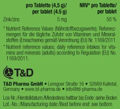 German Zink Brausetabletten 2x20 Stk. Pfirsich-Maracuja Geschmack - 5 Mg Zink Zuckerfrei - T&D Pharma – Germany -Essen Verkäufe 0650339df711a826f75ef84231f77c5f