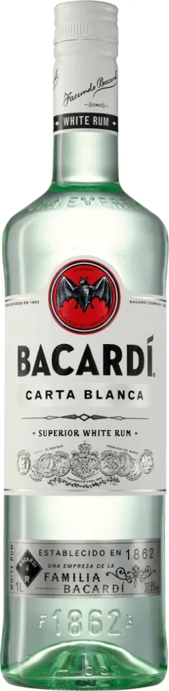 BACARDÍ Bacardi Carta Blanca Rum | 37,5 % Vol | 1,0 L