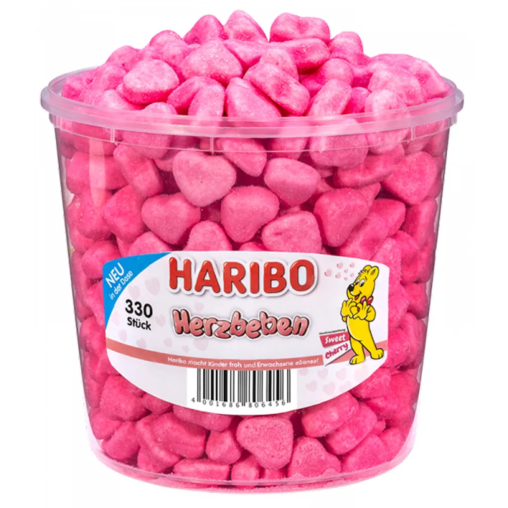 Haribo Herzbeben Schaumzucker Mit Kirschgeschmack In Der Dose 1200g 1 Haribo Herzbeben Schaumzucker Mit Kirschgeschmack In Der Dose 1200g