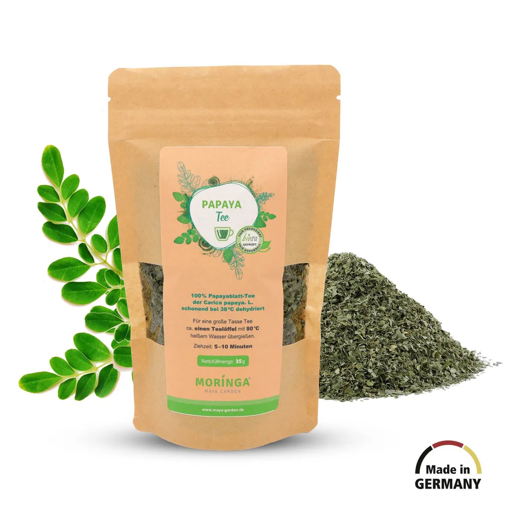 Moringa Maya Garden Papayablatt-Tee 35g, Maya Garden, 100% Premium Papayablätter Ohne Zusatzstoffe 1 Moringa Maya Garden Papayablatt-Tee 35g, Maya Garden, 100% Premium Papayablätter Ohne Zusatzstoffe