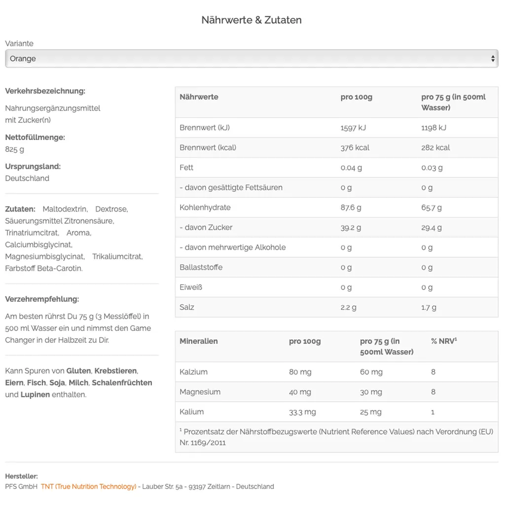 TNT Game Changer Elektrolyte Für Dein Ausdauertraining Mit Kohlenhydraten 825g Orange 2 TNT Game Changer Elektrolyte Für Dein Ausdauertraining Mit Kohlenhydraten 825g Orange – Bild 2