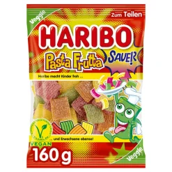Haribo Pasta Frutta FIZZ Extra Saure Fruchtgummi Bänder Veggie 160g -Essen Verkäufe 15f62b11c098852d6981e561db7c08cc