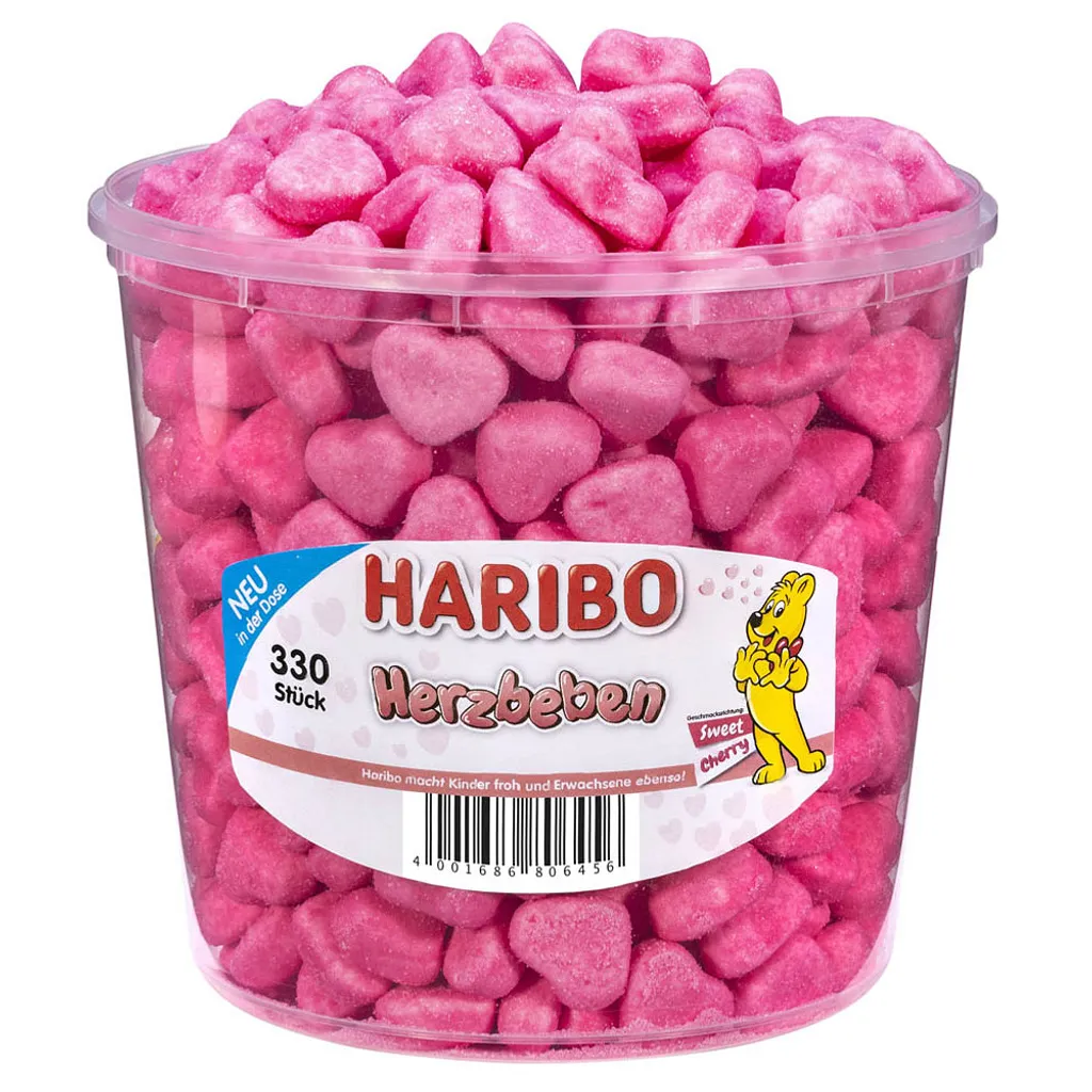 Haribo Herzbeben Schaumzucker Mit Kirschgeschmack In Der Dose 1200g 3 Haribo Herzbeben Schaumzucker Mit Kirschgeschmack In Der Dose 1200g – Bild 3