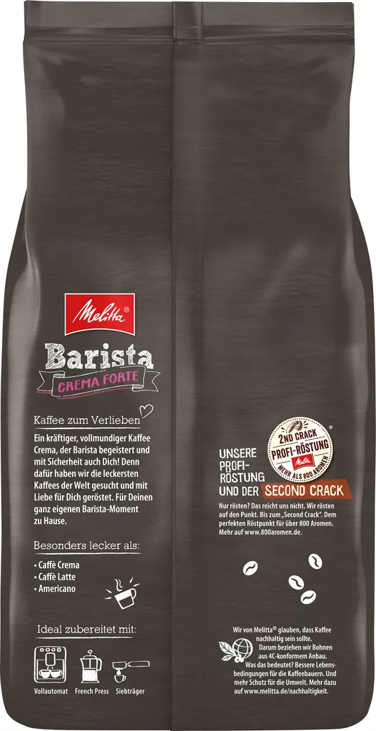 MELITTA Ganze Kaffeebohnen Barista Crema Forte 1100 G Kräftig Und Vollmundig 3 MELITTA Ganze Kaffeebohnen Barista Crema Forte 1100 G Kräftig Und Vollmundig – Bild 3