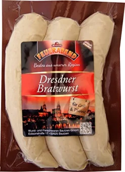 Meisters Wurst- Und Fleischwaren Bautzen Dresdner Bratwurst Fein & Herzhaft | Aus Bautzen | Feine Bratwürste Für Grill & Pfanne | BBQ Grillwürste | Wurst Zum Grillen & Braten | 300g