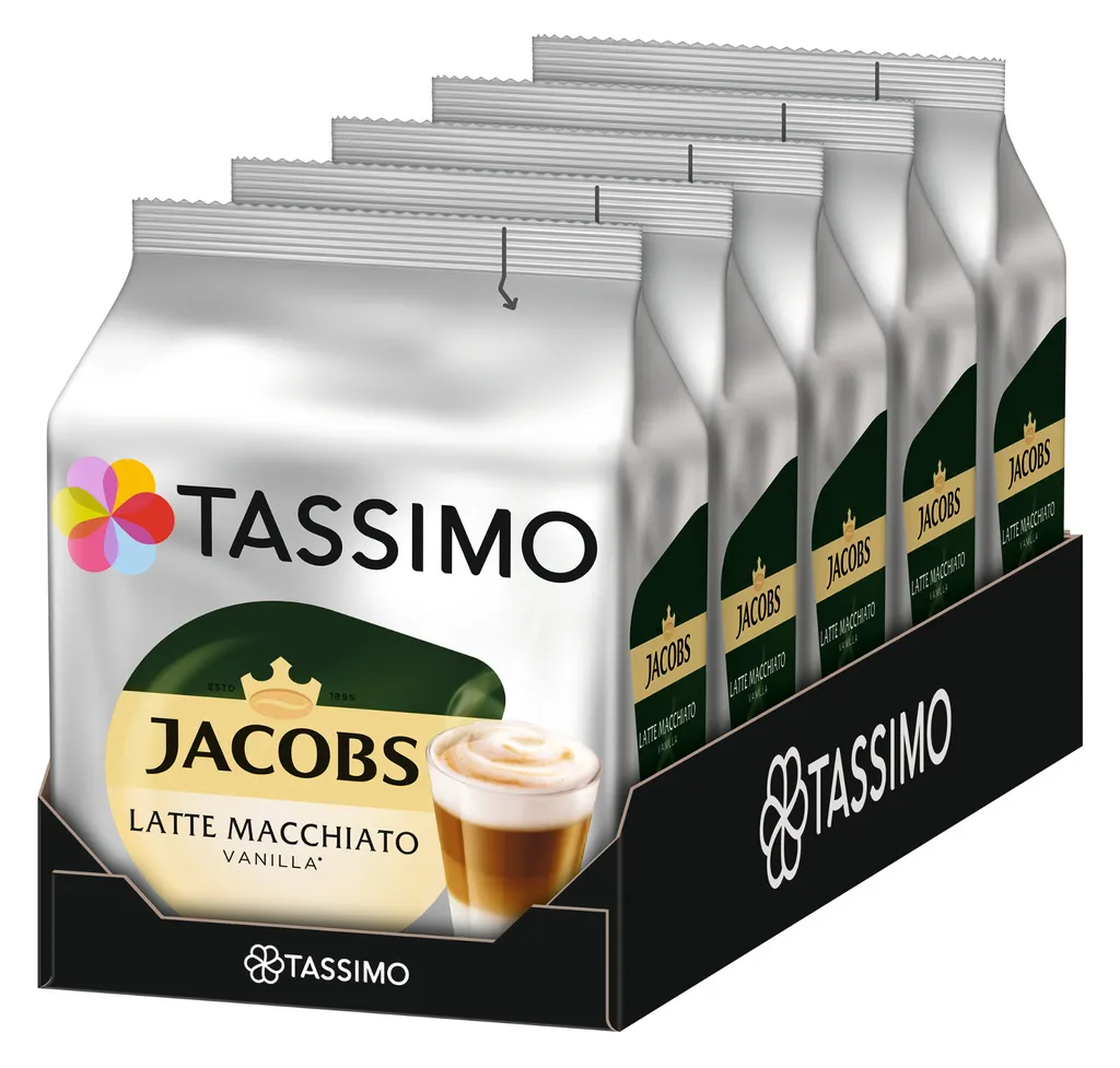 TASSIMO Jacobs Typ Latte Macchiato Vanilla 5er Pack T Discs Kapseln 5x8 Getränke 1 TASSIMO Jacobs Typ Latte Macchiato Vanilla 5er Pack T Discs Kapseln 5x8 Getränke