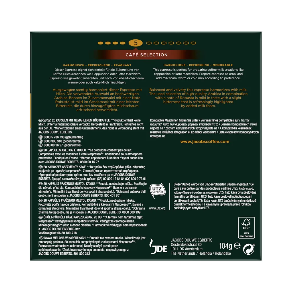 JACOBS Kapseln Café Selection 10 X 20 Nespresso®* Kompatible Kaffeekapseln 5 JACOBS Kapseln Café Selection 10 X 20 Nespresso®* Kompatible Kaffeekapseln – Bild 5