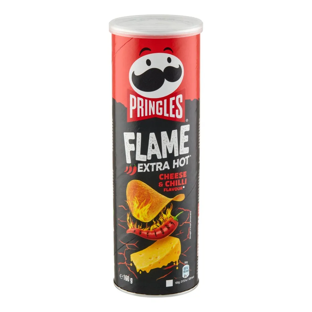 Kellogg Pringles Chips Flame Spicy Cheese Chili 3 Körner X 160 Gramm 2 Kellogg Pringles Chips Flame Spicy Cheese Chili 3 Körner X 160 Gramm – Bild 2
