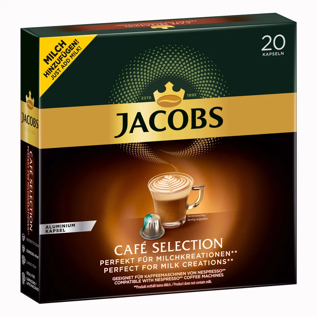 Jacobs Café Selection, Kaffeekapseln, Nespresso Kompatibel, Kaffee, 20 Kapseln á 5.2 G 3 Jacobs Café Selection, Kaffeekapseln, Nespresso Kompatibel, Kaffee, 20 Kapseln á 5.2 G – Bild 3