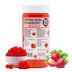 BubbleMania Popping Boba-Fruchtperlen Für Bubble Tea | Erdbeere - Fuchtige Tapioka Perlen Von Bubble Mania 450 G