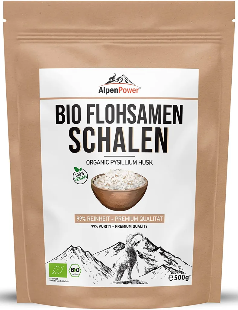 Indiko GmbH AlpenPower PremiumFlohsamenschalen 500 G I 99 % Reinheit I 100 % Bio I Vegan I Ballaststoffreich I Low-Carb I Glutenfrei I Ohne Zusätze 1 Indiko GmbH AlpenPower PremiumFlohsamenschalen 500 G I 99 % Reinheit I 100 % Bio I Vegan I Ballaststoffreich I Low-Carb I Glutenfrei I Ohne Zusätze