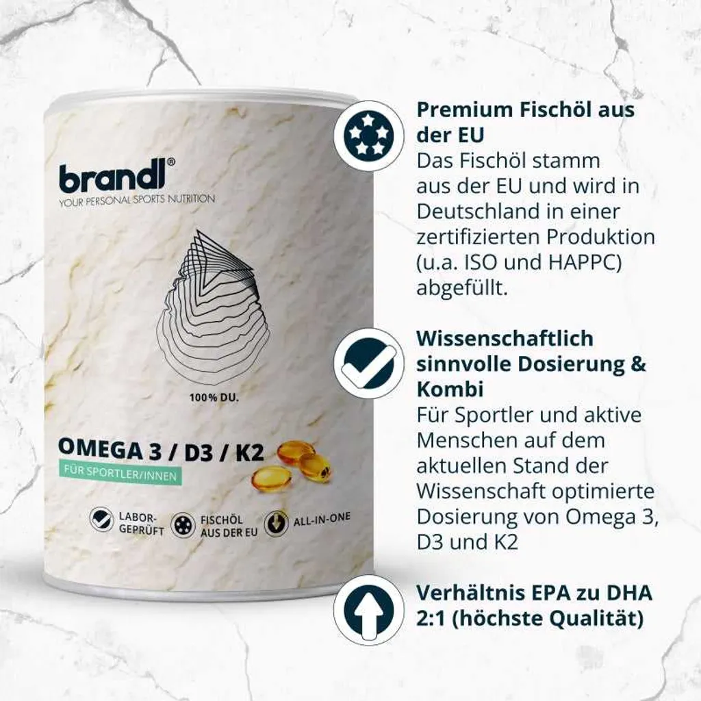 Brandl Omega 3 / D3 / K2 | 120 Kapseln 3 Brandl Omega 3 / D3 / K2 | 120 Kapseln – Bild 3
