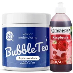 Molecula Bubble Tea Mini Set 1x Fruchtperlen Blaubeere 1x Sirup Himbeere Becher Strohhalme Popping Boba