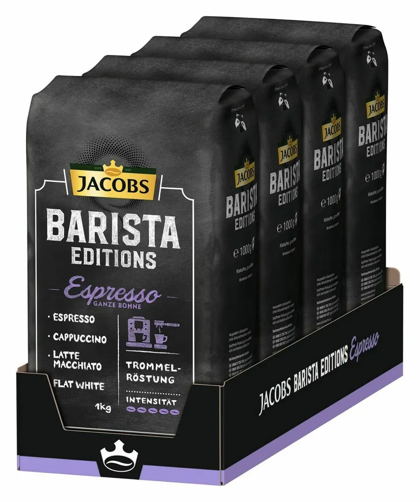 JACOBS Kaffeebohnen Barista Editions Espresso Esproessobohnen 4x1 Kg +2 Dosen 3 JACOBS Kaffeebohnen Barista Editions Espresso Esproessobohnen 4x1 Kg +2 Dosen – Bild 3