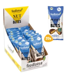 Foodloose Peanut Butter Bites Erdnussmus | 20x40g | Leckerer Snack Aus Datteln Mit Cremiger Erdnussbutter-Füllung | Vegan & Glutenfrei