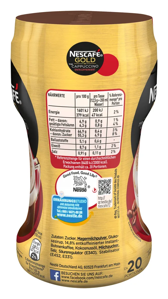 Nescafé® Nescafé Gold Typ Cappuccino Entkoffeiniert | 250g Dose 2 Nescafé® Nescafé Gold Typ Cappuccino Entkoffeiniert | 250g Dose – Bild 2