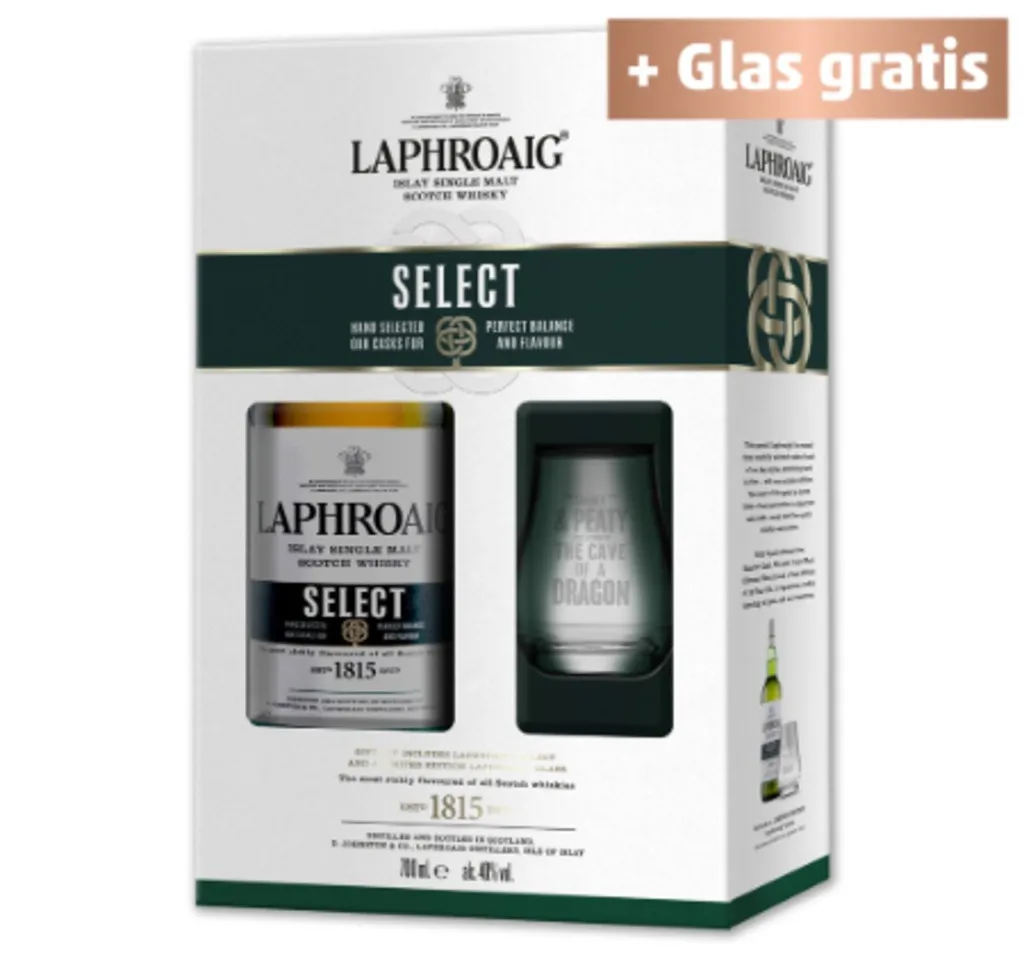 Laphroaig 10 Jahre Mit 1 Limitiertem Sammelglas Single Malt Scotch Whisky 0,7l, Alc. 40 Vol.% 1 Laphroaig 10 Jahre Mit 1 Limitiertem Sammelglas Single Malt Scotch Whisky 0,7l, Alc. 40 Vol.%