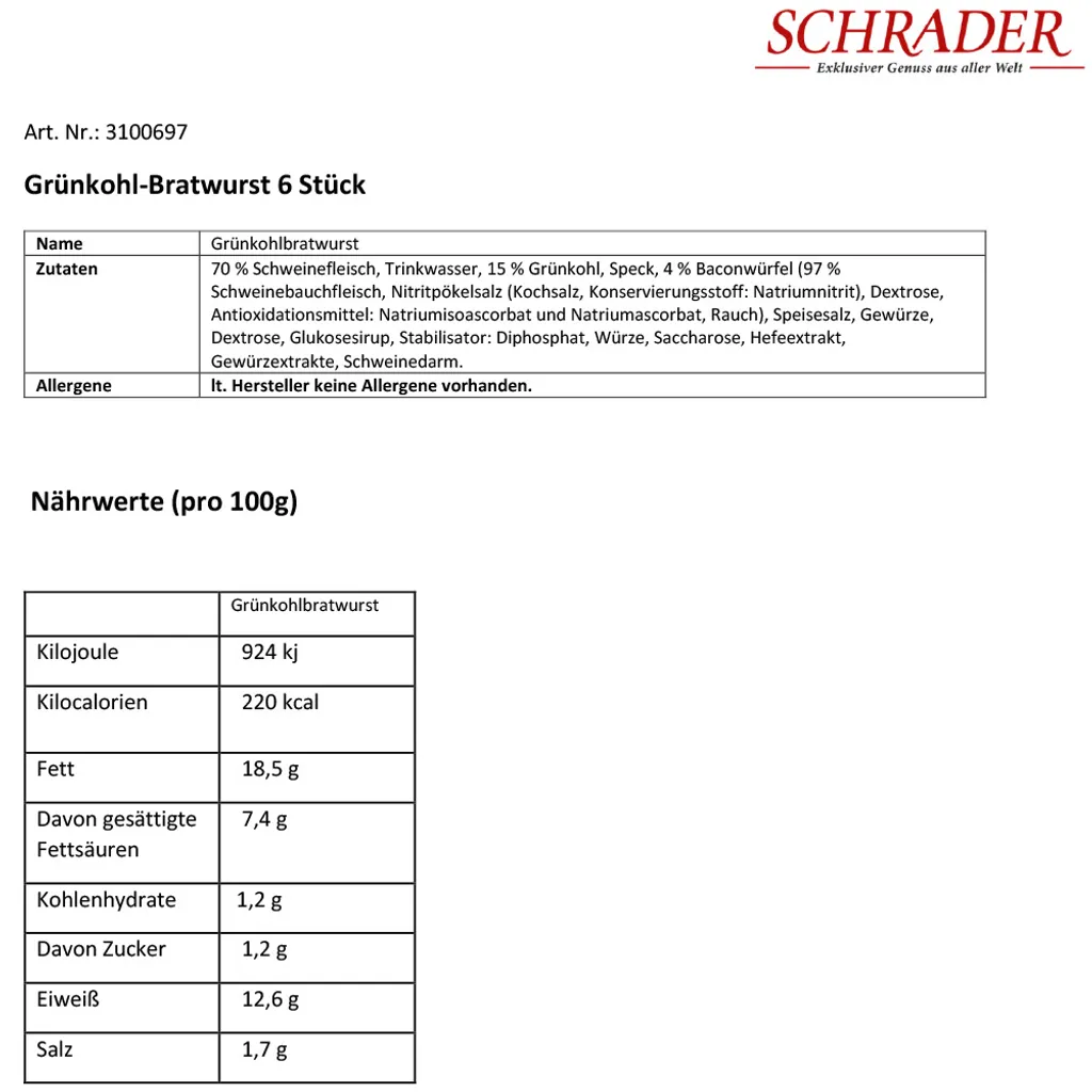 Bley Grünkohl-Bratwurst 6 Stück 4 Bley Grünkohl-Bratwurst 6 Stück – Bild 4