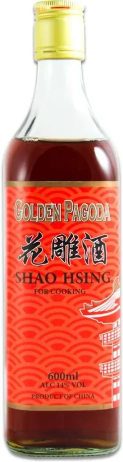 Golden Pagoda Shao Hsing (Xing) 600ml | Cooking Wine | Alkoholhaltiges Reisgetränk Alc.14% Vol. Genannt "Reiswein" | Kochwein