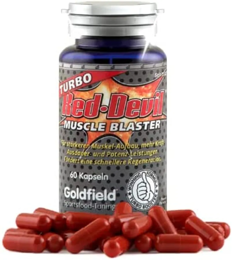 Goldfield B.V. Goldfield - Turbo Red Devil | Muskelaufbau Muskelblaster - Muskel Trainings-Booster 60 Kapseln Mit Maca, Tribulus, Guarana, L-Arginin 1 Goldfield B.V. Goldfield - Turbo Red Devil | Muskelaufbau Muskelblaster - Muskel Trainings-Booster 60 Kapseln Mit Maca, Tribulus, Guarana, L-Arginin
