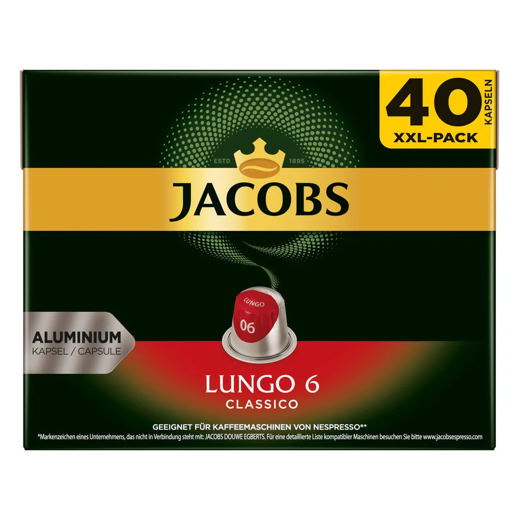 JACOBS Lungo 6 Classico + 8 Intenso - 240 Kapseln XXL-Pack Nespresso®* Kompatibel 2 JACOBS Lungo 6 Classico + 8 Intenso - 240 Kapseln XXL-Pack Nespresso®* Kompatibel – Bild 2