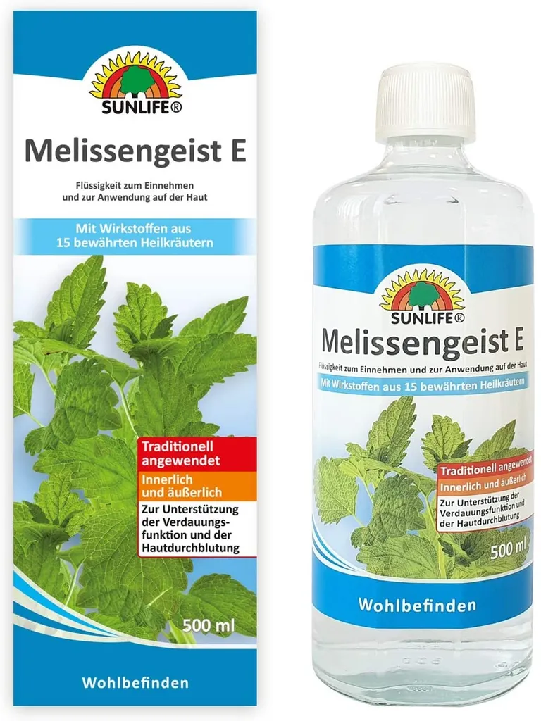 SUNLIFE Melissengeist E - Mit Wirkstoffen Aus 15 Bewährten Heilkräutern 500ml 5 SUNLIFE Melissengeist E - Mit Wirkstoffen Aus 15 Bewährten Heilkräutern 500ml – Bild 5