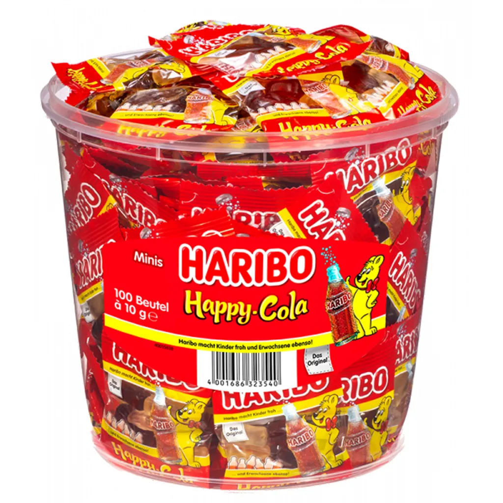 Haribo Happy Cola Ohne Künstliche Farbstoffe 100 Minibeutel á 10g = 1000g 1 Haribo Happy Cola Ohne Künstliche Farbstoffe 100 Minibeutel á 10g = 1000g