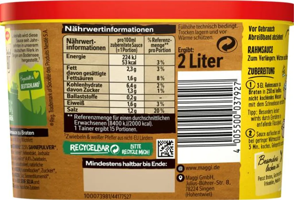 Maggi Rahm Sauce Zu Braten Ideal Zu Schnitzel Und Geschnetzeltem 228g 7 Maggi Rahm Sauce Zu Braten Ideal Zu Schnitzel Und Geschnetzeltem 228g – Bild 7