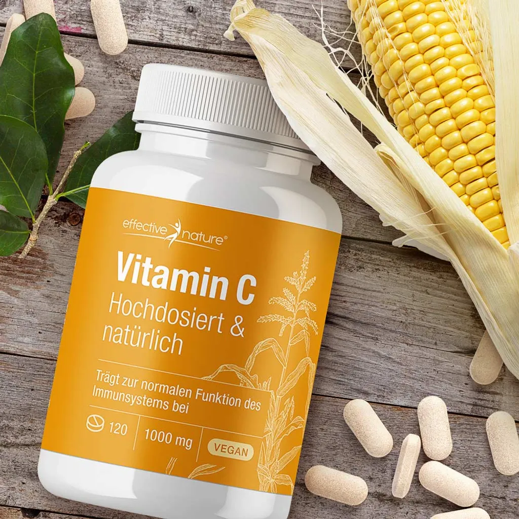 Effective Nature Vitamin C Tabletten 1000 Mg Hochdosiert - 120 Stück Für 4 Monate - Vegan 2 Effective Nature Vitamin C Tabletten 1000 Mg Hochdosiert - 120 Stück Für 4 Monate - Vegan – Bild 2