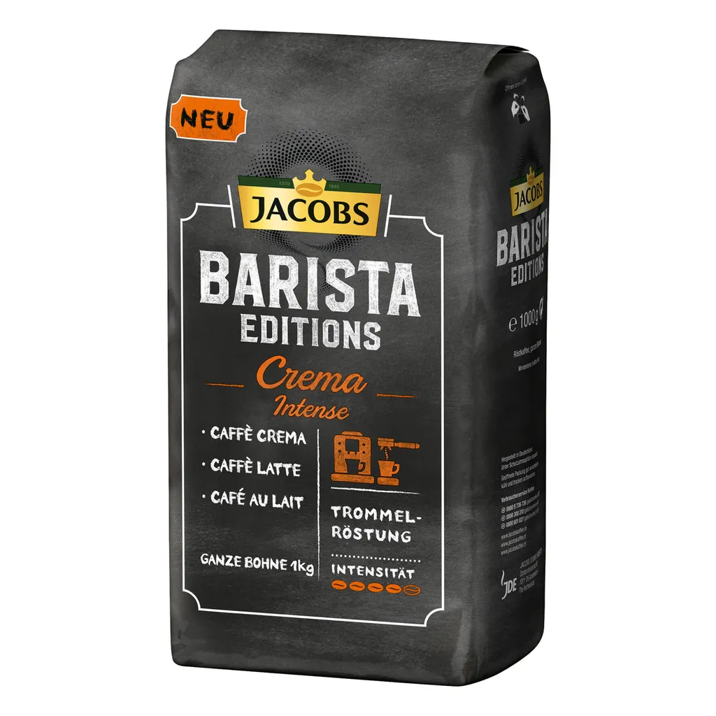 Jacobs Barista Editions Crema Intense, Bohnenkaffee, Ganze Bohnen, Röstkaffee, Kaffeebohnen, 4 X 1000 G 2 Jacobs Barista Editions Crema Intense, Bohnenkaffee, Ganze Bohnen, Röstkaffee, Kaffeebohnen, 4 X 1000 G – Bild 2