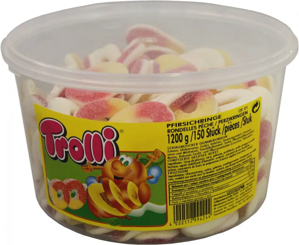 Trolli Saure Pfirsichringe Schaumgummi Fruchtgummi 150 Stück 1200g 3 Trolli Saure Pfirsichringe Schaumgummi Fruchtgummi 150 Stück 1200g – Bild 3
