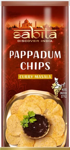 Bio Rinatura SABITA Linsenchips PAPPADUM CHIPS Curry Masala, 60g