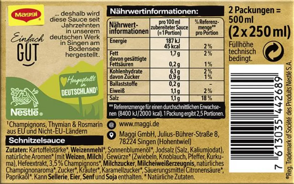 Maggi Schnitzel Sauce Perfekt Zu Jedem Schnitzel 2er Für 2x 250ml 3 Maggi Schnitzel Sauce Perfekt Zu Jedem Schnitzel 2er Für 2x 250ml – Bild 3