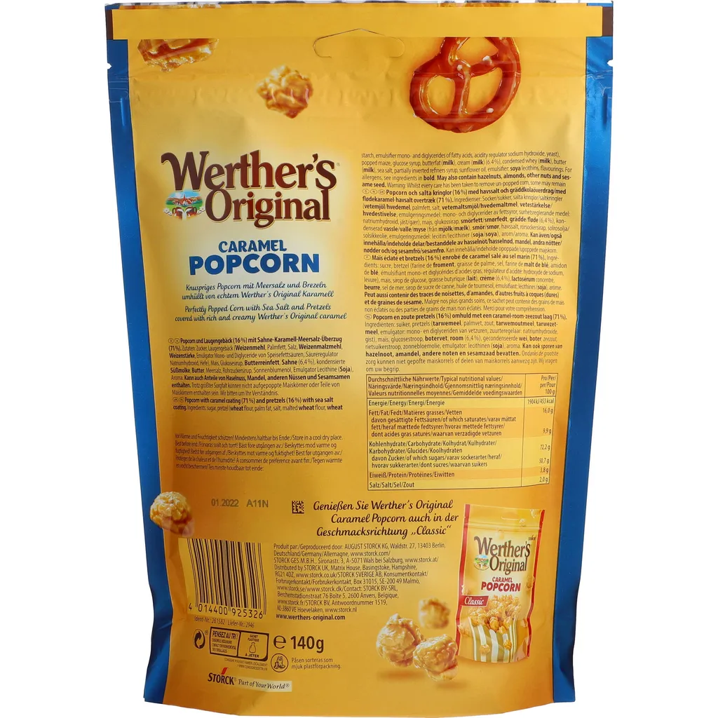 Storck Werthers Original Popcorn Brezel Karamell Und Salzüberzogen 140g 5 Storck Werthers Original Popcorn Brezel Karamell Und Salzüberzogen 140g – Bild 5