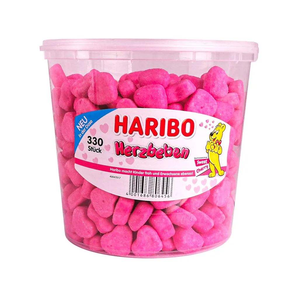 Haribo Herzbeben Schaumzucker Mit Kirschgeschmack In Der Dose 1200g 4 Haribo Herzbeben Schaumzucker Mit Kirschgeschmack In Der Dose 1200g – Bild 4