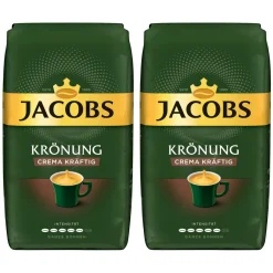 JACOBS Kaffeebohnen Krönung Crema Kräftig 2 X 1kg Ganze Kaffee Bohnen + 1 Aluminium Dose Im Barista-Design -Essen Verkäufe 4c6a9cbace6892285f86a479868a2956