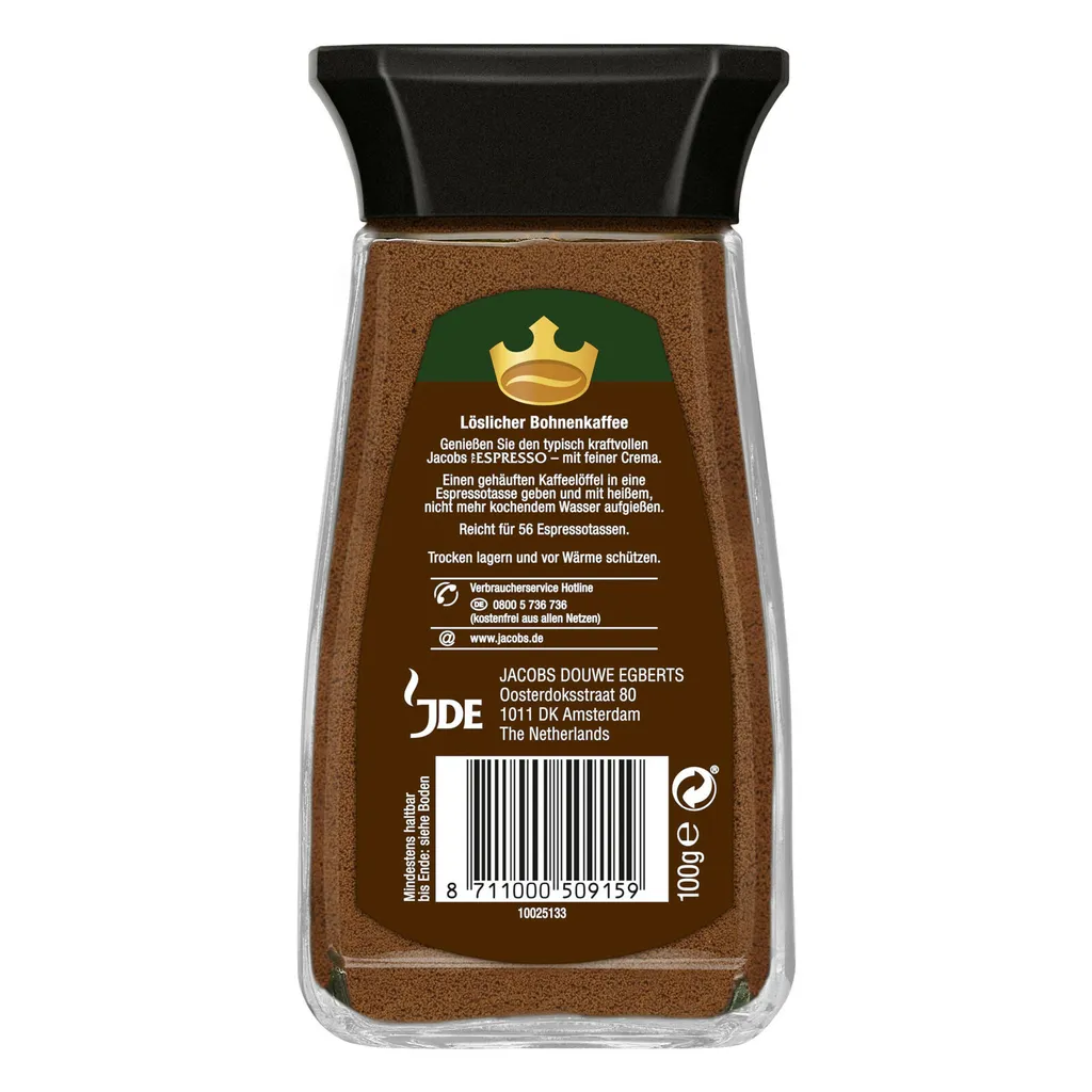 Jacobs Espresso, Löslicher Kaffee, Instantkaffee, Instant Kaffee, Löskaffee, Glas, 100 G 2 Jacobs Espresso, Löslicher Kaffee, Instantkaffee, Instant Kaffee, Löskaffee, Glas, 100 G – Bild 2