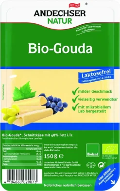 Gouda-Käsescheiben 48% Laktosefrei150 G Andechser Natur