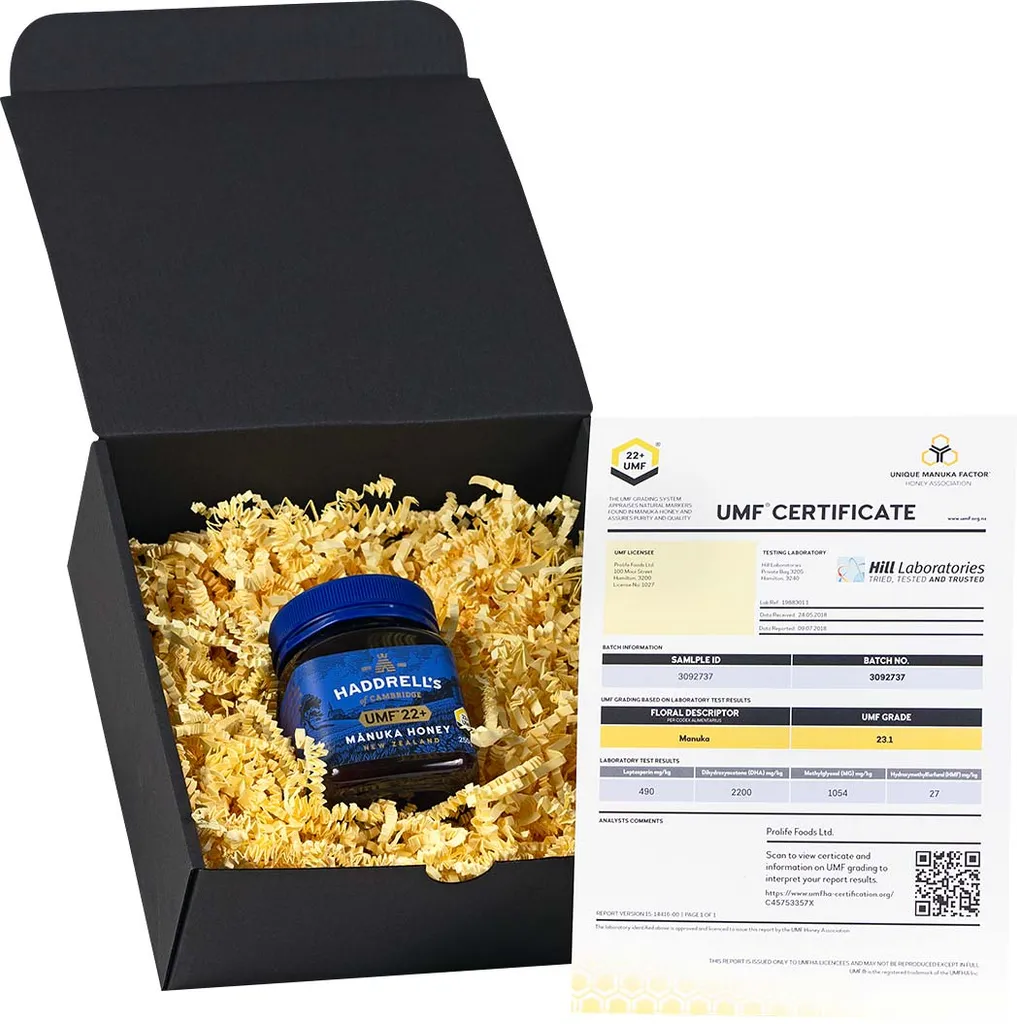 Haddrell’s Of Cambridge Haddrell's Manuka Honig MGO 1000+ (UMF 22+) In Geschenkbox 250g - Limited Edition 6 Haddrell’s Of Cambridge Haddrell's Manuka Honig MGO 1000+ (UMF 22+) In Geschenkbox 250g - Limited Edition – Bild 6