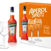 Mixcompany Aperol Geschenkset - Aperol Italiano Aperitivo 0,7L (11% Vol) + 2x Aperol Stilglas / Gläser- [Enthält Sulfite]
