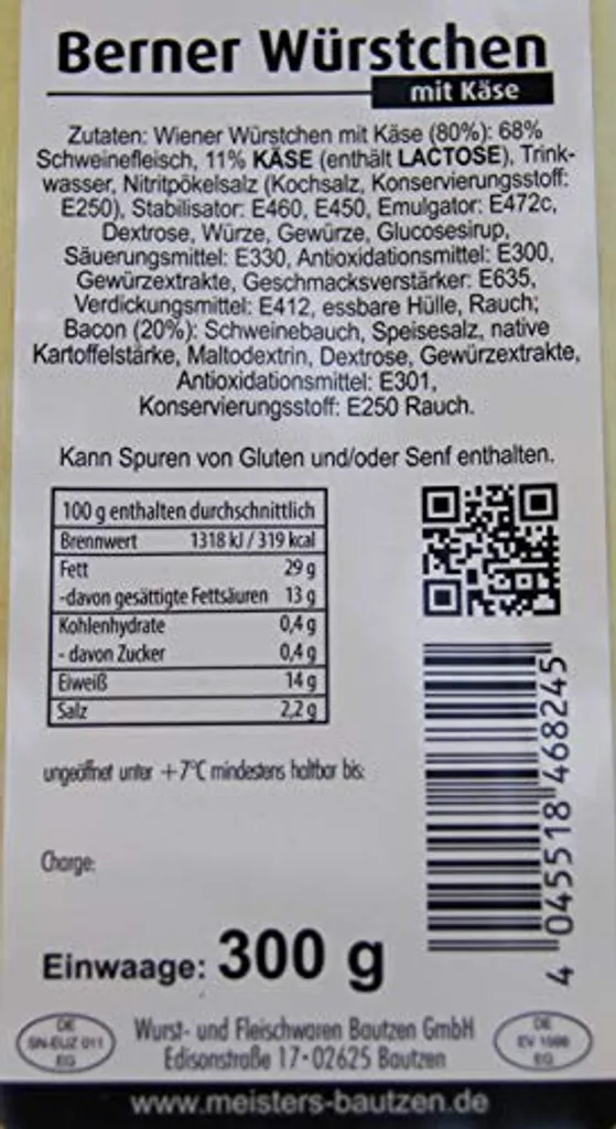 Meisters Wurst- Und Fleischwaren Bautzen BBQ Käsegriller Mit Spinat | Gourmet Bratwurst Mit Käse Emmentaler | Bautzner Wurst Zum Grillen Und Braten | 300g 4 Meisters Wurst- Und Fleischwaren Bautzen BBQ Käsegriller Mit Spinat | Gourmet Bratwurst Mit Käse Emmentaler | Bautzner Wurst Zum Grillen Und Braten | 300g – Bild 4