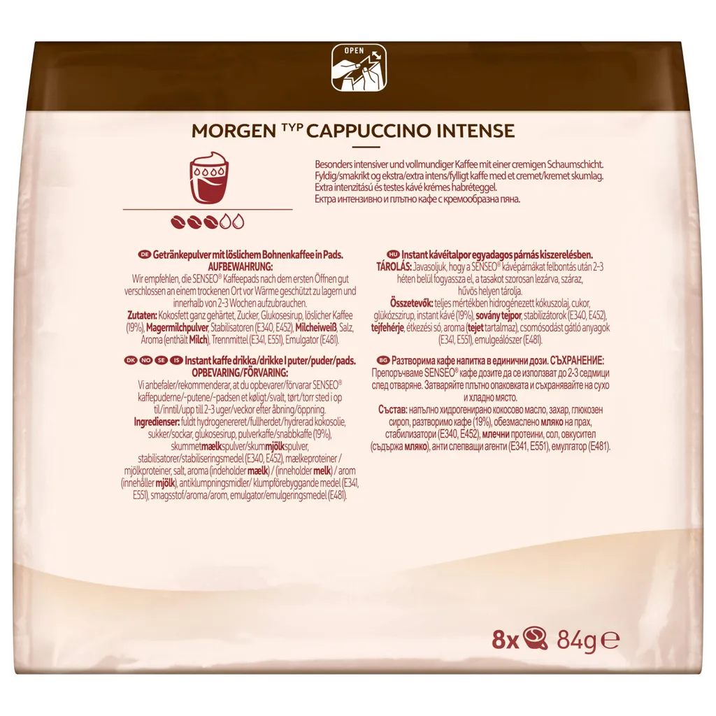 SENSEO Pads Typ Morgen Cappuccino Intense 10 X 8 Pads 80 Getränke 1 SENSEO Pads Typ Morgen Cappuccino Intense 10 X 8 Pads 80 Getränke