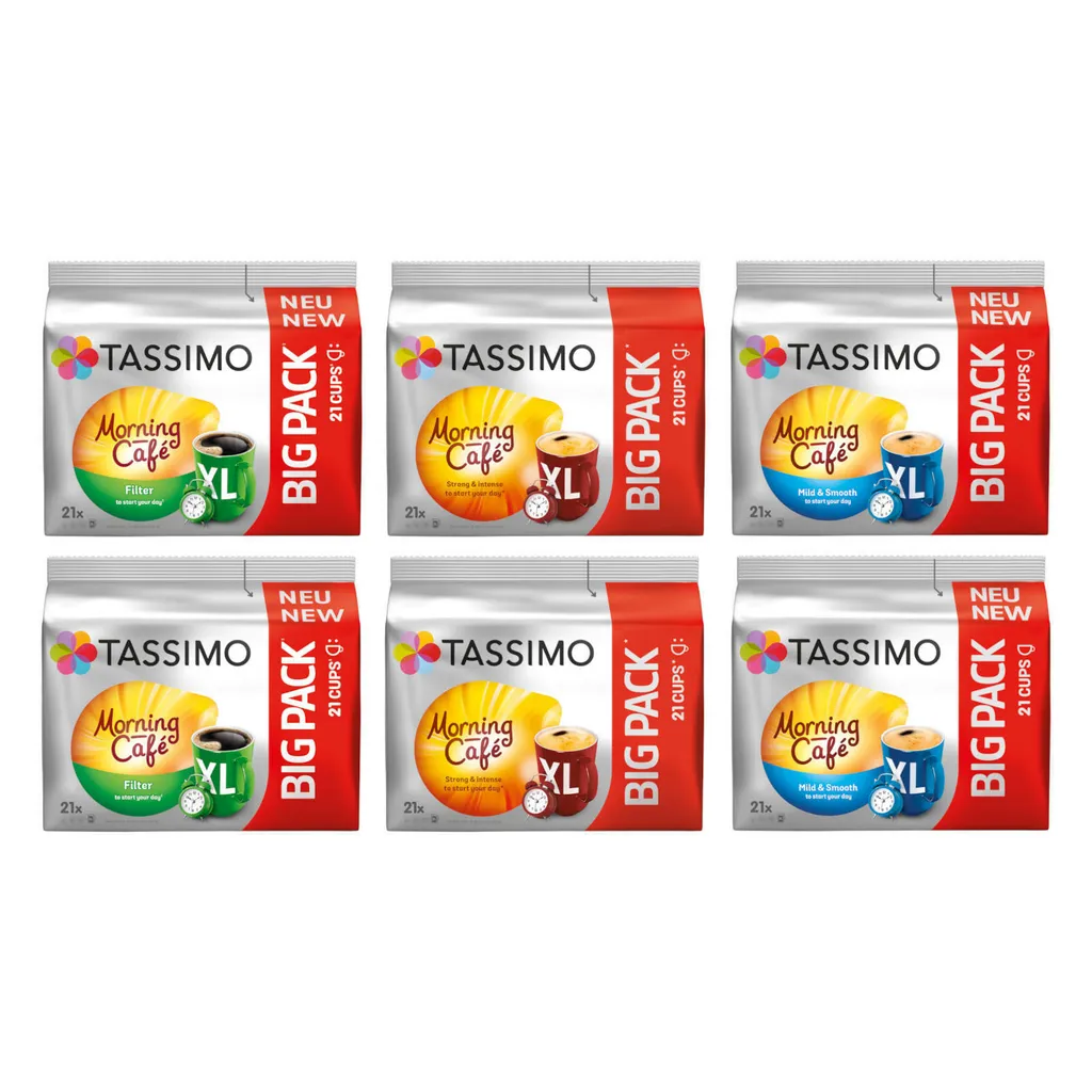 TASSIMO Morning Café XL Big Packs Mix-Paket 3 Sorten 6 Packungen 126 Getränke 1 TASSIMO Morning Café XL Big Packs Mix-Paket 3 Sorten 6 Packungen 126 Getränke