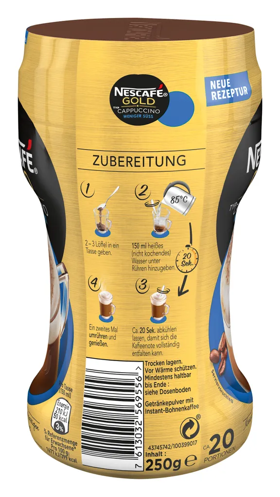 Nescafé® Nescafé Gold Typ Cappuccino Weniger Süß | 250g Dose 3 Nescafé® Nescafé Gold Typ Cappuccino Weniger Süß | 250g Dose – Bild 3