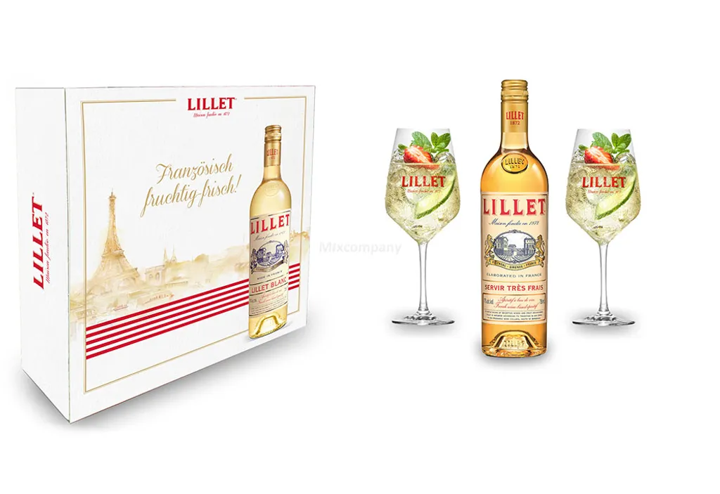 Lillet Geschenkset - Lillet Blanc Aperitiv De France 750ml (17% Vol) + 2 Lillet Gläser 2 Lillet Geschenkset - Lillet Blanc Aperitiv De France 750ml (17% Vol) + 2 Lillet Gläser – Bild 2