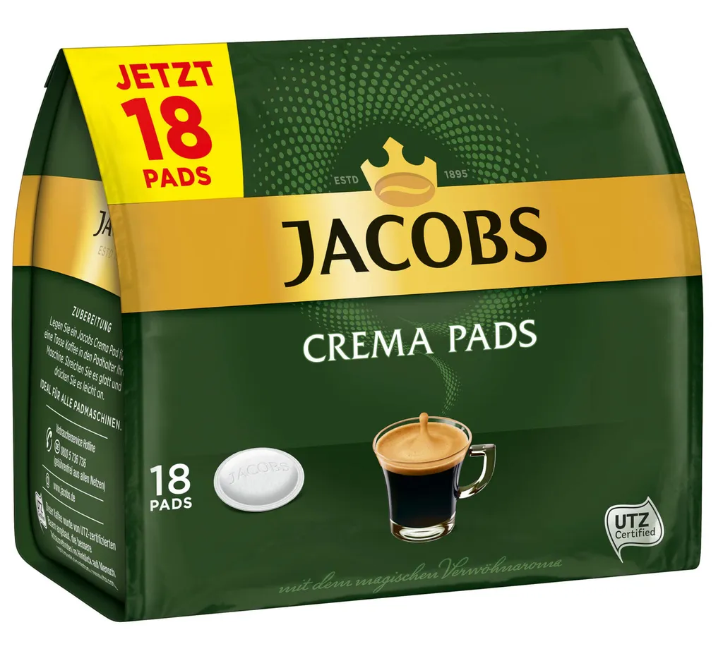 JACOBS Pads Crema Classic 270 Getränke - 15x18 Kaffeepads Senseo Kompatibel 3 JACOBS Pads Crema Classic 270 Getränke - 15x18 Kaffeepads Senseo Kompatibel – Bild 3