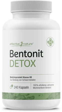 Effective Nature Bentonit Detox Kapseln - 240 Stk.- Medizinprodukt Zur Bindung Von Schwermetallen Im Körper - Pharmaqualität